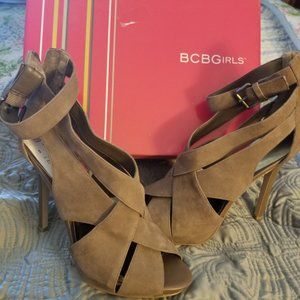 BCBG Tan Suede High Heels